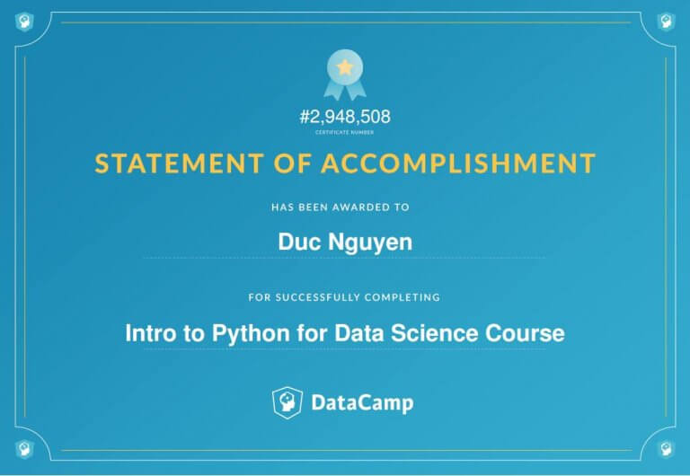 Finish my first course about Data Science!